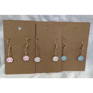 Bundle Of Thee Handmade Smiley Face Cloud Dangly Earrings